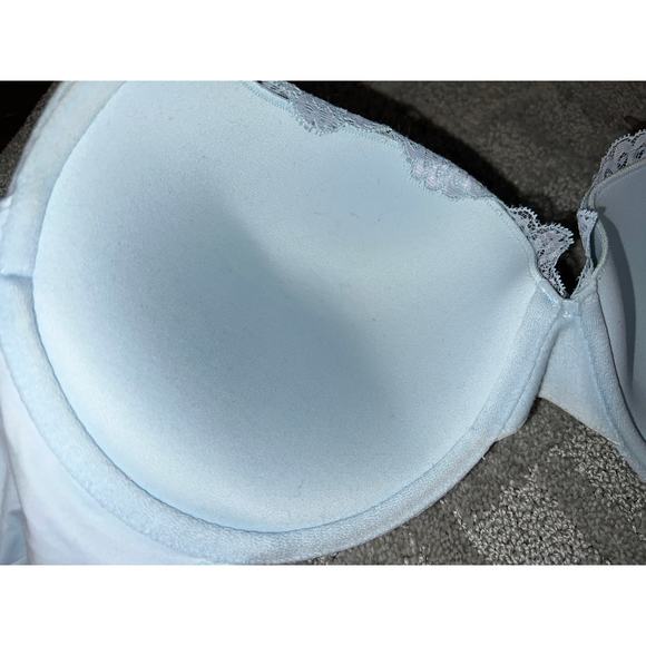 36D Maidenform Bra Love the Lift Padded Push Up Underwire Sexy Light Blue Lace - Picture 7 of 7